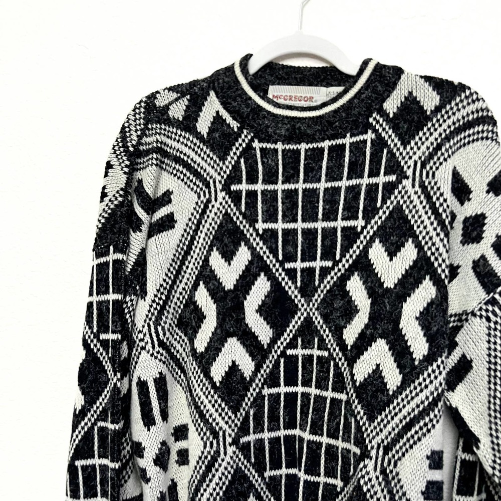 MCGREGOR Vintage Men's size XL Geometric Multi Print Crewneck Pullover Sweater - Picture 2 of 4